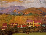 Village with Mountains by Egon Schiele